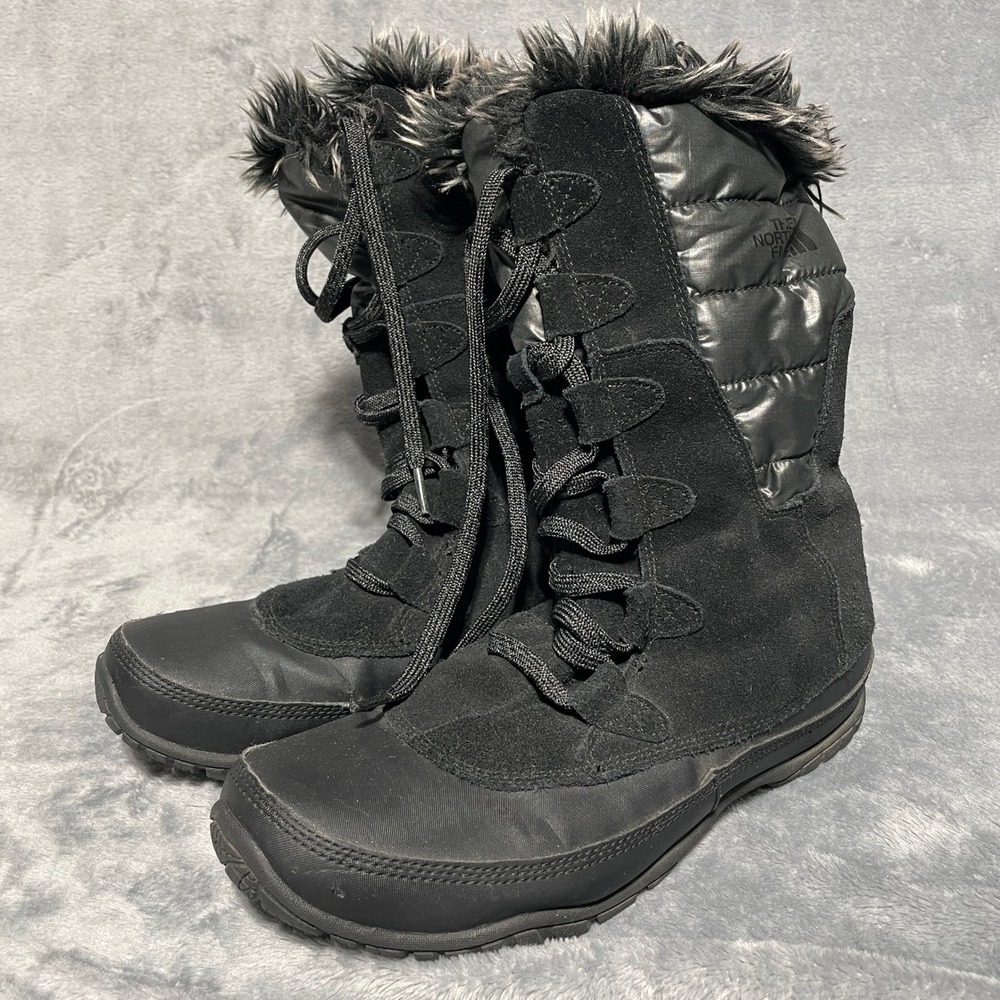 The North Face Shellista Lace Luxe Black Waterproof Winter Boots Womens 9 A0Z3